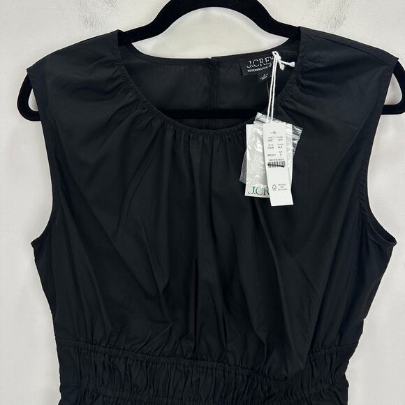 J.Crew Hyacinth Top Cotton Poplin Smocked Cinched Waist Classic Black Small NWT - Picture 3 of 9
